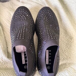 Glittering Black Slip-On Sneakers
